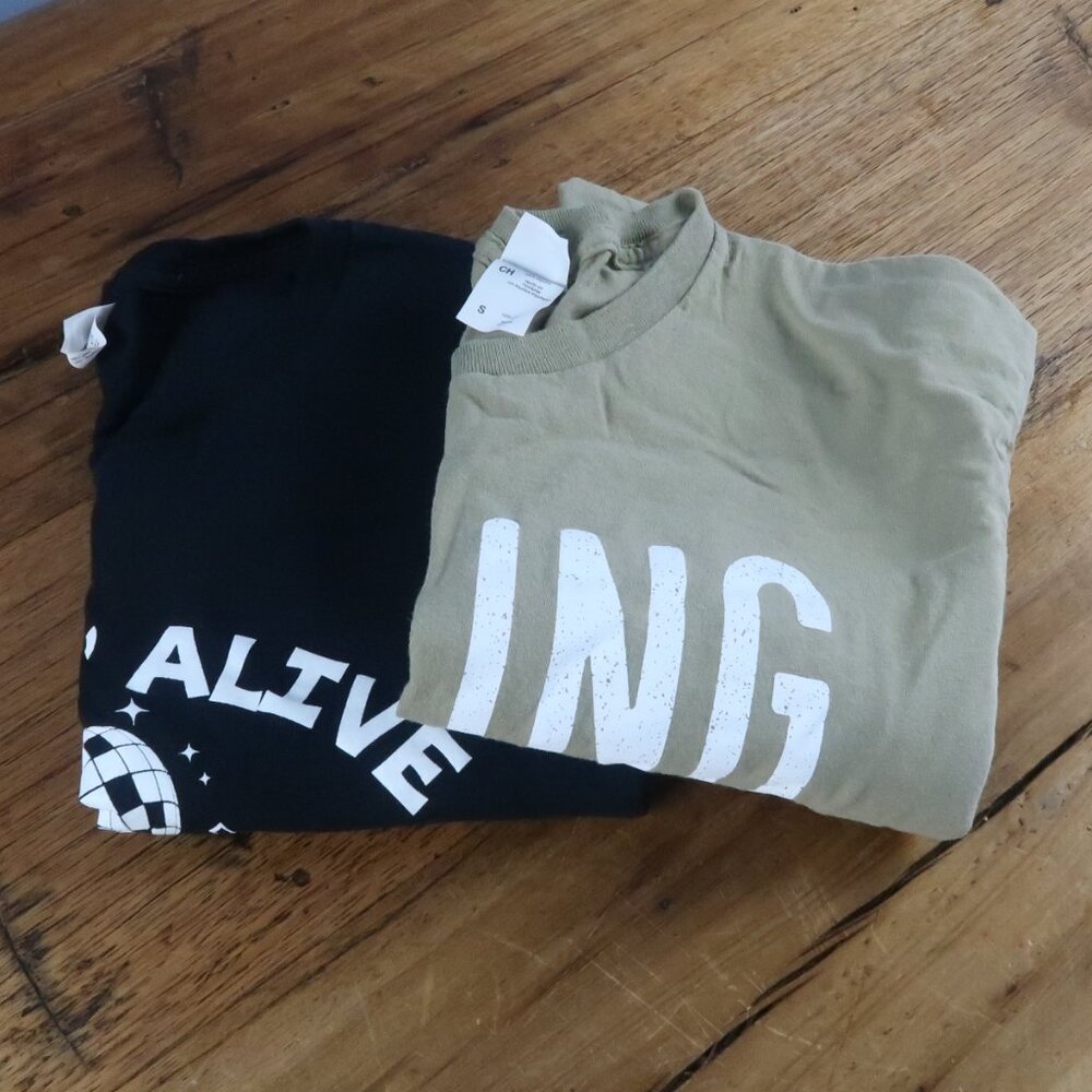 T SHIRT BUNDLE 2 ONEBLOOD COTTON SHORT SLEEVE T SHIRTS ONE BLACK ONE TAN SIZE S